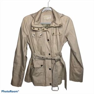 Michael Kors Creme Color Trench Hoodie Jacket.